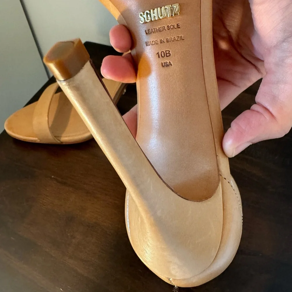 Schutz Cadey-Lee Tan Leather Ankle-Strap Sandals - Picture 11 of 13